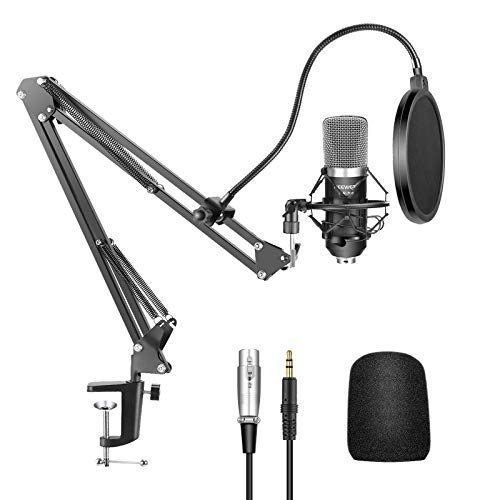 Neewer NW-700 Professional Studio Broadcasting Recording Condenser Microphone & NW-35 Adjustable Recording Microphone Suspension Scissor Arm Stand with Shock Mount and Mounting Clamp Kit