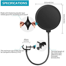 Load image into Gallery viewer, Neewer Professional Microphone Pop Filter Shield Compatible with Blue Yeti and Any Other Microphone, Dual Layered Wind Pop Screen With A Flexible 360 Degree Gooseneck Clip Stabilizing Arm
