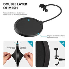 Load image into Gallery viewer, Neewer Professional Microphone Pop Filter Shield Compatible with Blue Yeti and Any Other Microphone, Dual Layered Wind Pop Screen With A Flexible 360 Degree Gooseneck Clip Stabilizing Arm
