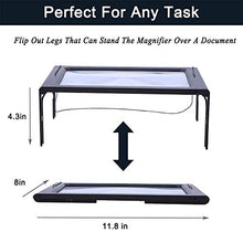 Load image into Gallery viewer, Hands-Free Magnifying Glass Large Full-Page Rectangular 3X Magnifier LED Lighted Illuminated Foldable Desktop Portable for Elder
