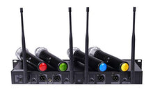 Load image into Gallery viewer, GTD Audio 4x800 Adjustable Channels UHF Diversity Wireless Cordless Handheld Microphone Mic System Ideal for Church, Karaoke, Dj Party, Range 450ft (4 Handheld Mics)
