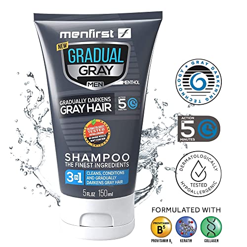 MENFIRST Gradual Gray 3-in-1 Hair Darkening Shampoo and Conditioner for Men, Gradually Reduce Grey and White Hair Color for Natural Looking Results