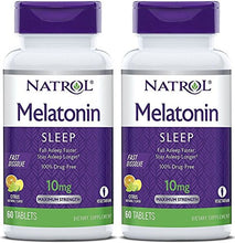 Load image into Gallery viewer, Natrol Melatonin Fast Dissolve Tablets, Citrus Flavor, 10mg, 60 Count (Pack of 2)
